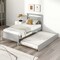 Costway Twin Size Platform Bed with Trundle Pull-out Trundle Headboard & Footboard Gray/White